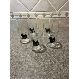 Scottish Terrier Drinking Glass Tumblers Black Scottie Dog Set Of 5